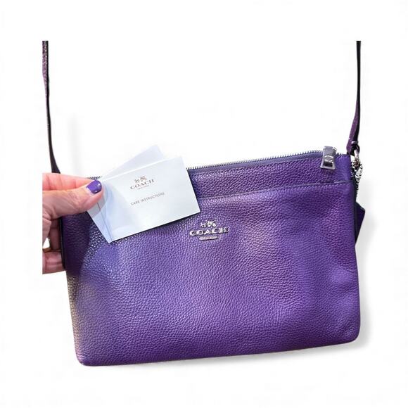 Coach Purple Pebbled Leather Crossbody Bag - Picture 5 of 9